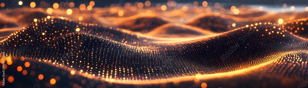 Aufkleber abstract digital design of shimmering, glowing particles in undulating forms.