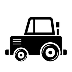 Tractor Fill Icon. Black and White Farm Tractor Symbol