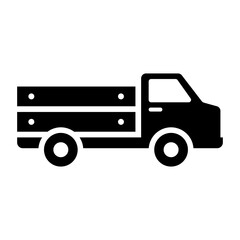 Truck Fill Icon. Black and White Truck farm Symbol