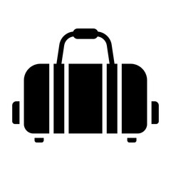 Duffle Bag Fill Icon. Black and White Duffle Sport Bag Symbol