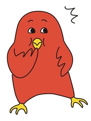 ハッと驚く赤い鳥キャラクターのイラスト