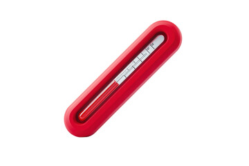 Obraz premium Analog thermometer in red casing showing fahrenheit temperature, cut out