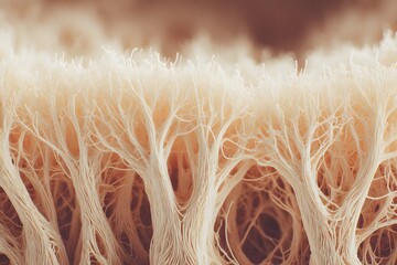 A detailed abstract representation of tree-like structures, offering a unique perspective on natural forms. The intricate network and textures evoke a sense of wonder and intricacy.