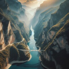 Aerial bridge spanning the gap