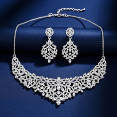 Elegant Silver Tone Crystal Jewellery Set for Weddings and Brides; Dazzling Rhinestone Choker