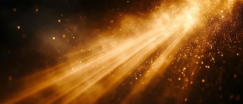 Golden light beam, dark background