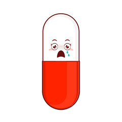 capsule pill scared face cartoon cute