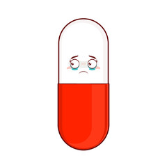 capsule pill crying face cartoon cute