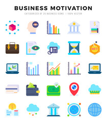 BUSINESS MOTIVATION Icons Pack. Flat icons set. Flat icon collection set. Simple vector icons.