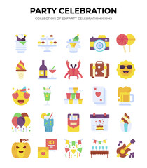 Fototapeta premium Party Celebration Icons. 25 Flat Design Elements for Festive Events