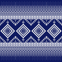 Vintage White and blue Geometric Abstract ethnic pattern