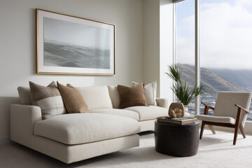 modern living room design featuring new neutral color palettes emphasizing soft tones and textures