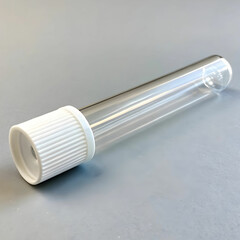 Naklejka premium clear plastic test tube with a white screw cap pose