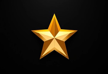 Obraz premium Golden five-pointed star icon on dark background, minimal, star