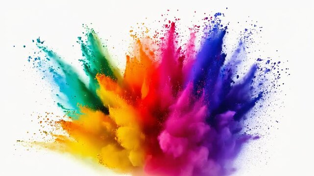 colorful pigment powder, explosion of colored powder exploding isolated on white background