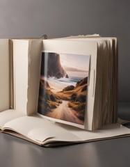 Blank photo album pages, open vertical display  Perfect for showcasing memories or designs , photography, design, holiday