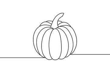 Continuous one line pumpkin drawing simple autumn outline design
