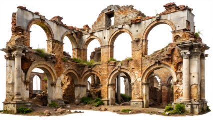 Ancient ruins architectural fragment isolated on a white background png ai generated