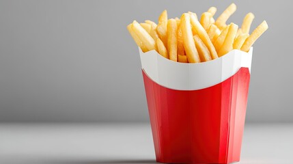 Classic red and white French fries box with space for custom branding. 