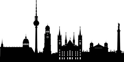 Berlin skyline silhouette isolated on a white background