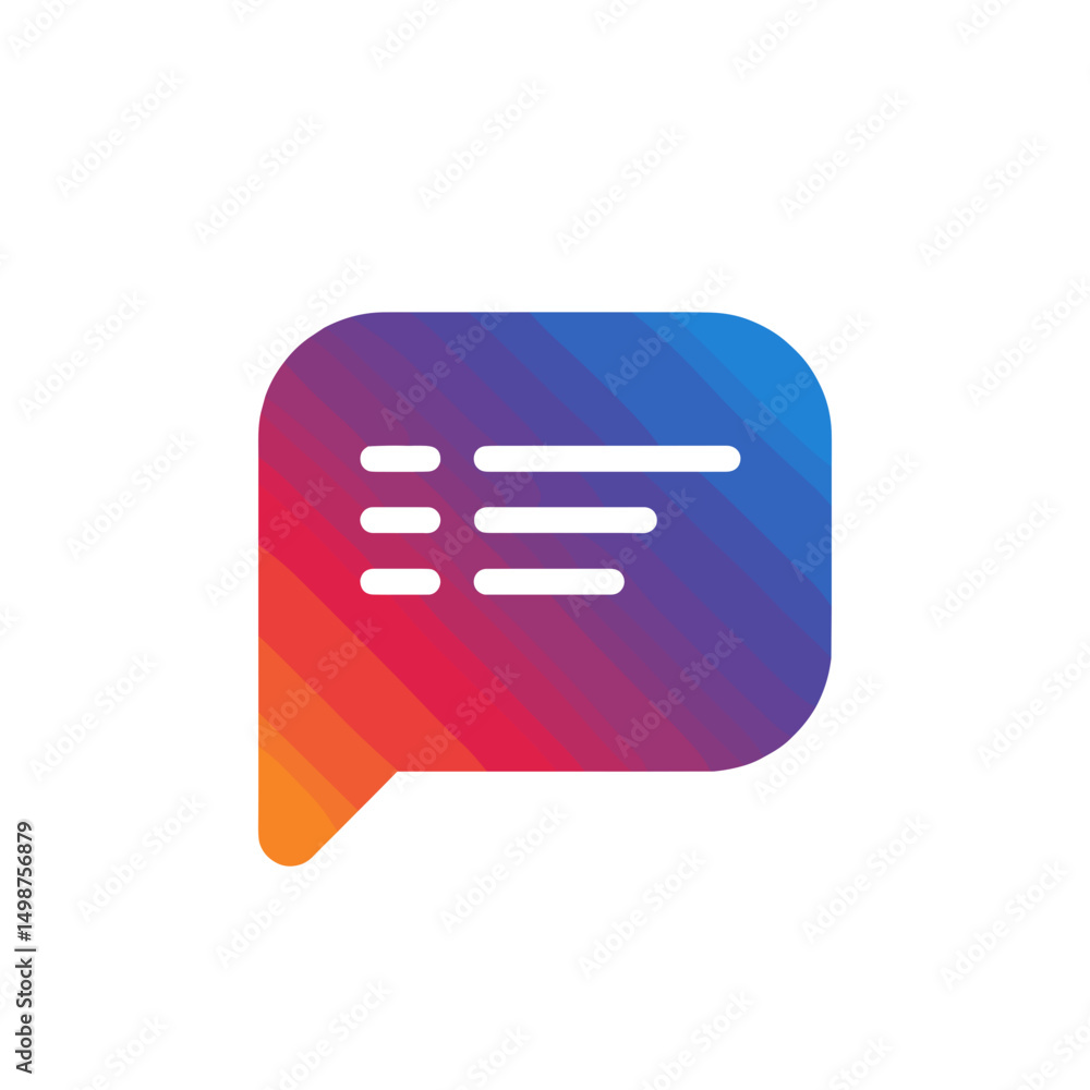 Poster colorful chat bubble icon with text lines on gradient background
