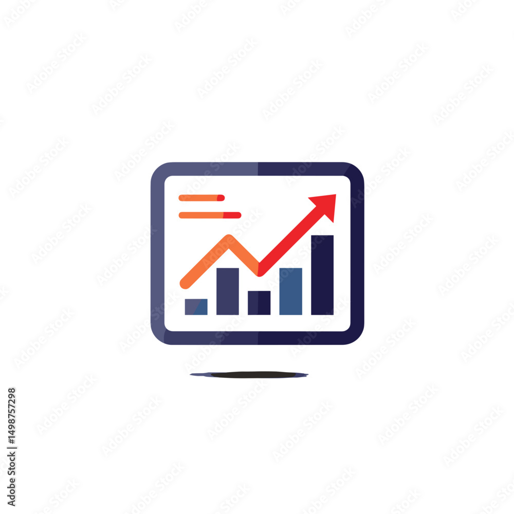 Poster graphical representation of upward trend on a computer screen