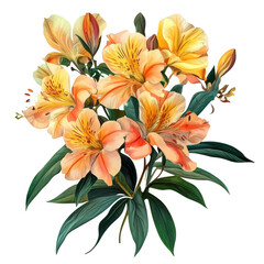 Fototapeta premium Floral alstroemeria bouquet isolated on transparent background