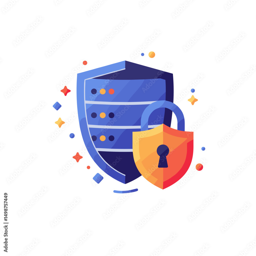 Aufkleber digital security shield with padlock and colorful elements
