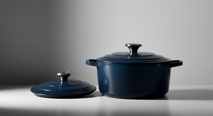 Elegant Dark Blue Enamel Cast Iron Dutch Oven Set: A Modern Kitchen Essential