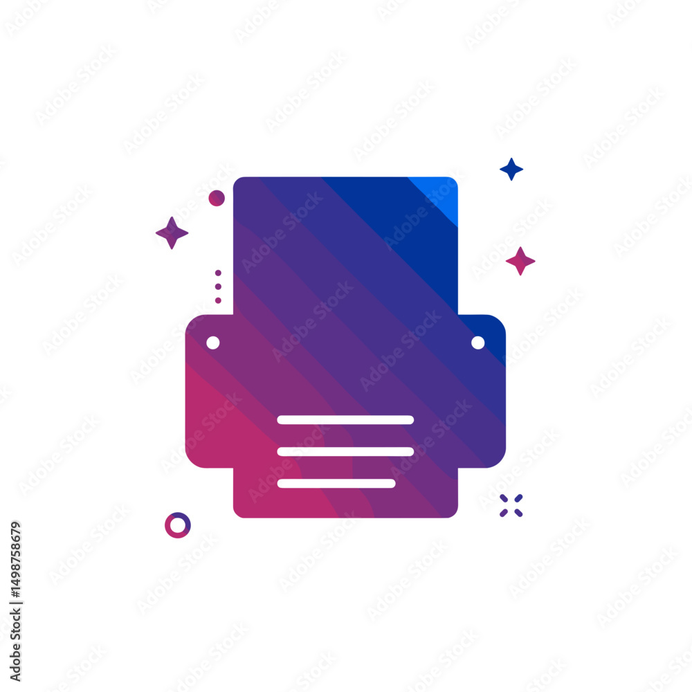 Poster abstract printer icon with colorful gradient design