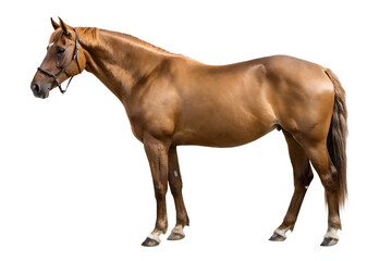 Chestnut horse profile isolated on a white background png ai generated