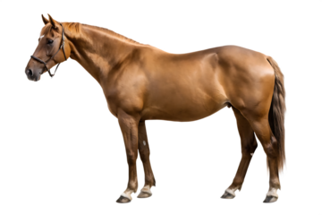 Chestnut horse profile isolated on a white background png ai generated