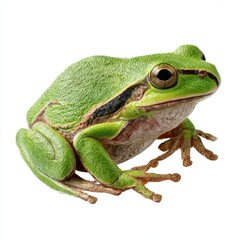 Fototapeta premium Green tree frog isolated on transparent background, close up shot
