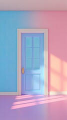 Colorful Room with Door Bathed in Sunlight