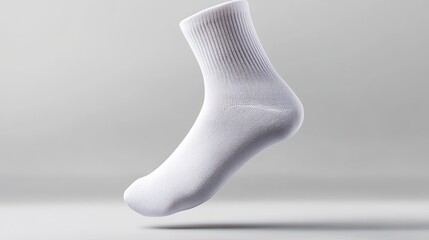 Single sock mockup floating in mid-air on a white background. concept, levitation, unique, isolated, product