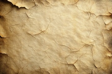 Fototapeta premium close-up of textured old cracked parchment paper with yellowed and browned edges showing natural wear