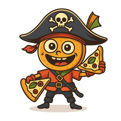 Obraz premium Pizza Pirate Adventure illustration logo design clipart mascot
