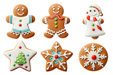Festive gingerbread cookies isolated on a white background png ai generated