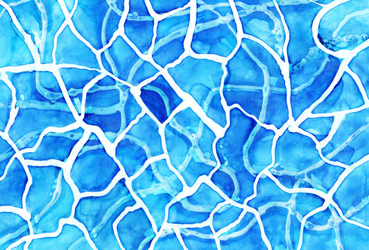 Abstract blue watercolor pattern resembling interconnected neurons