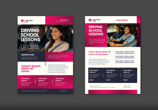 Black and Red Driving School Lessons Drive Learning Academy Promotional Flyer