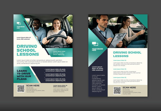Black and Green Driving School Lessons Drive Learning Academy Flyer