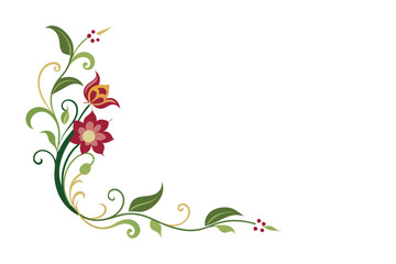 Fototapeta premium corner floral ornament on white background