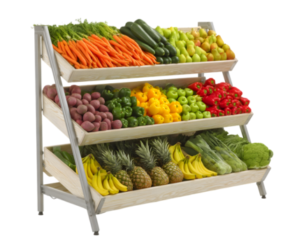 Fresh Fruits and Vegetables Display Rack