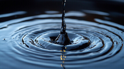 Close-up of crude black oil pouring, symbolizing energy, industry, and wealth. Represents petroleum production, natural resources, and global energy economy. Minimal background with caption space.