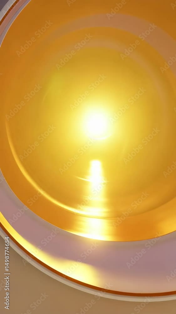 Poster abstract golden light emanating from a layered tunnel with swirling shapes and soft pastel colors, f