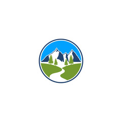 mountain and creeks or river logo designs