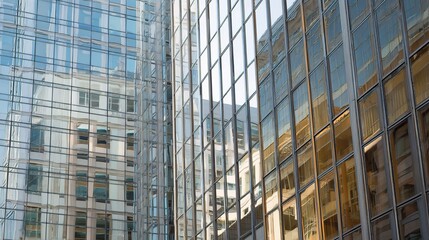 Close-Up View of Reflective Office Building Exterior Panels
