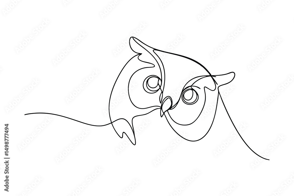 Poster continuous one line drawing of two owls facing each other
