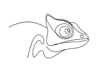 Continuous one line drawing of a chameleon head © Joy