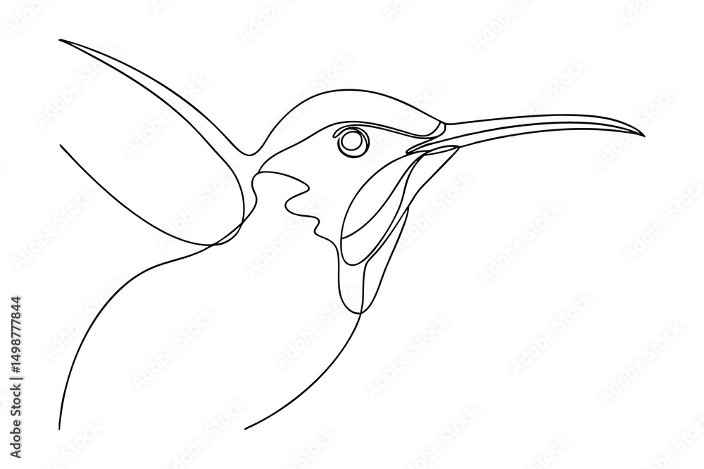 Poster elegant continuous one line drawing hummingbird bird
